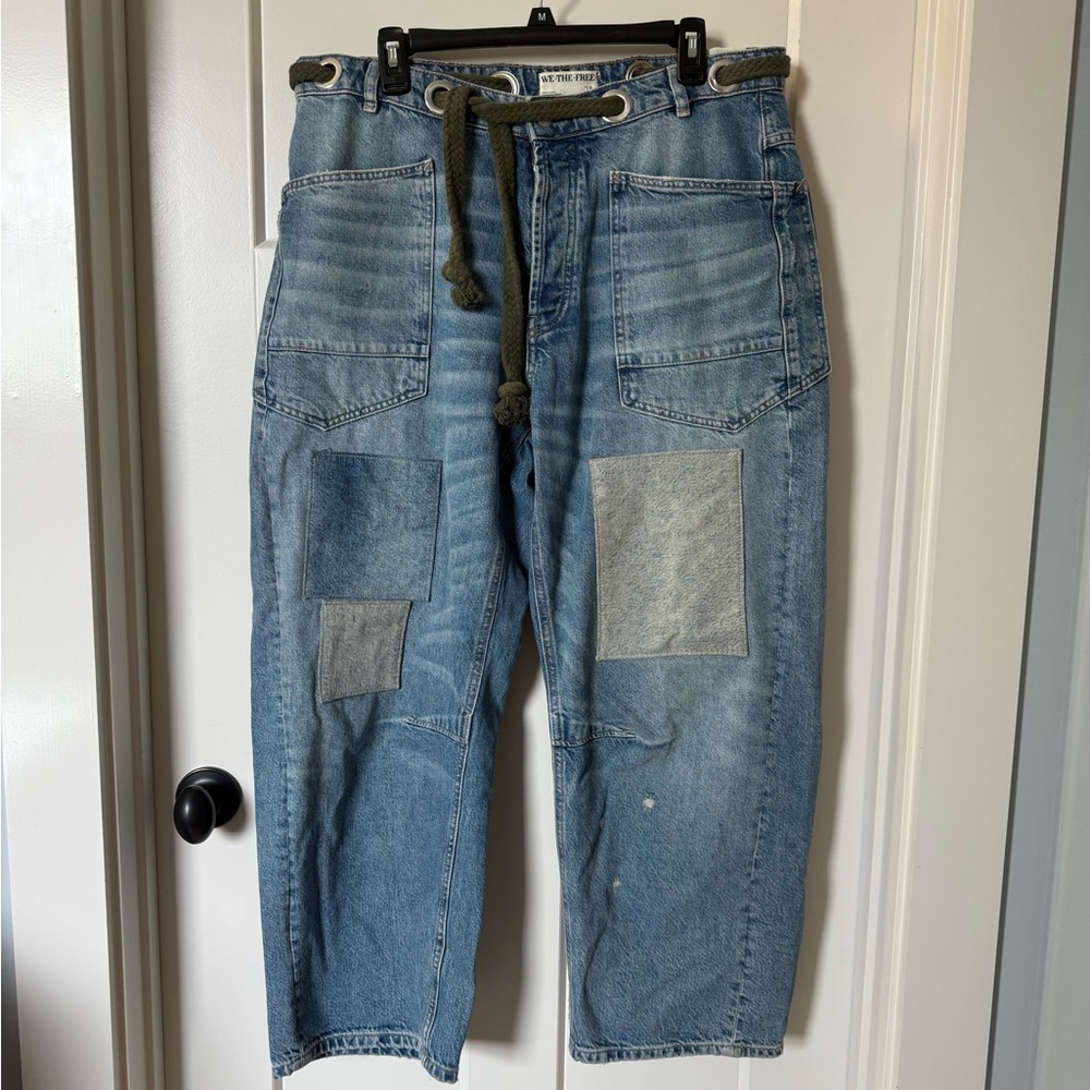 Free people Patchwork barrel Jeans with